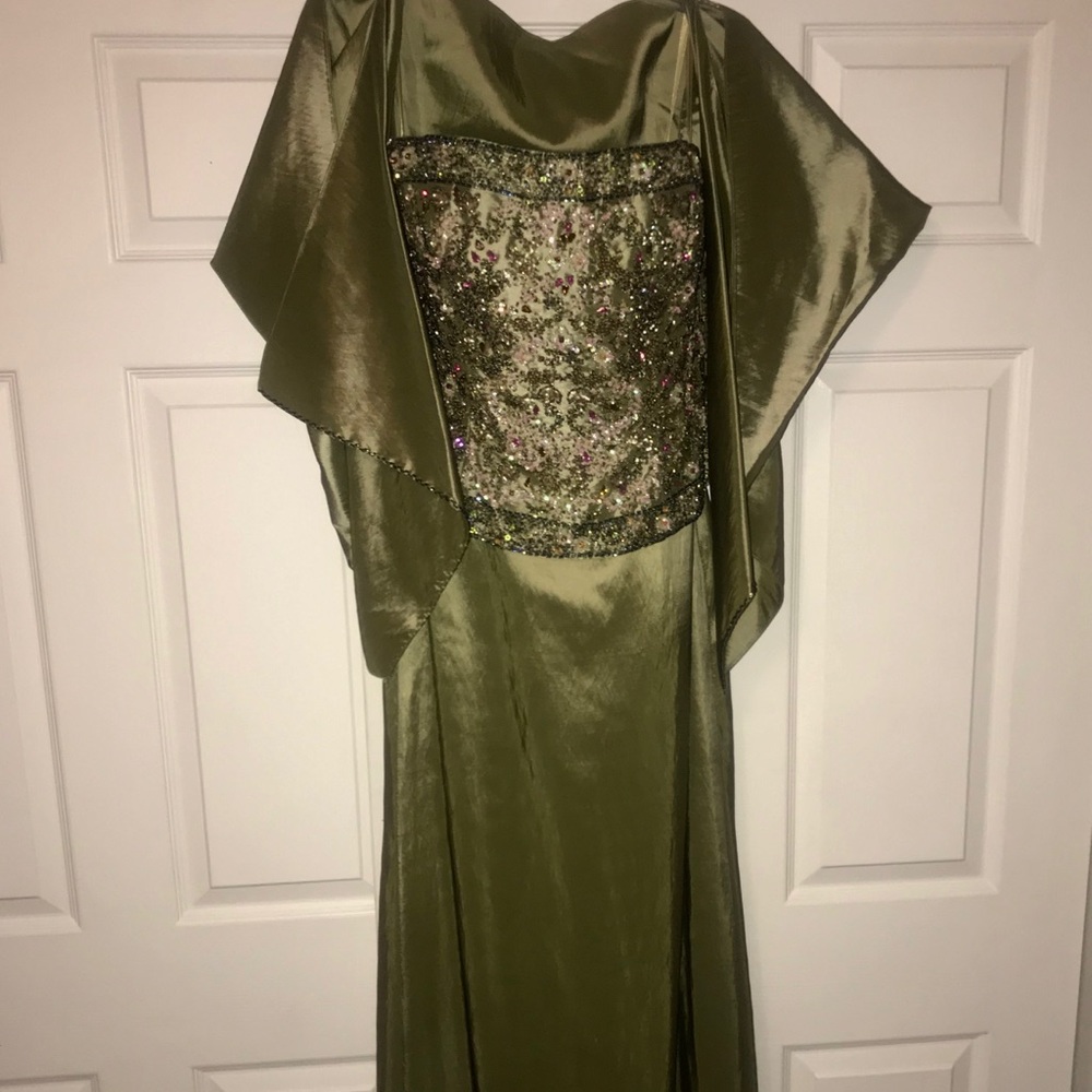 Jovani formal gown with matching shawl.